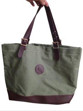 New Loulu Green Olive canvas Tote Large Shoulder Bag